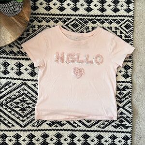 H&M Light Pink Kids Tee with Heart and 'Hello' Design
